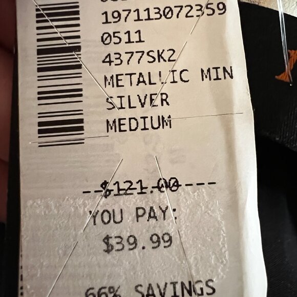 Reneec. Metallic Silver Mini Skirt with slit - Size Medium NWT - Picture 6 of 9